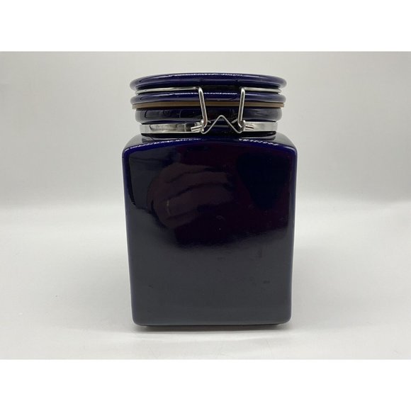 Starbucks Beehouse Cobalt Blue Coffee / Tea Canister With Silver Mermaid Logo - Picture 9 of 16